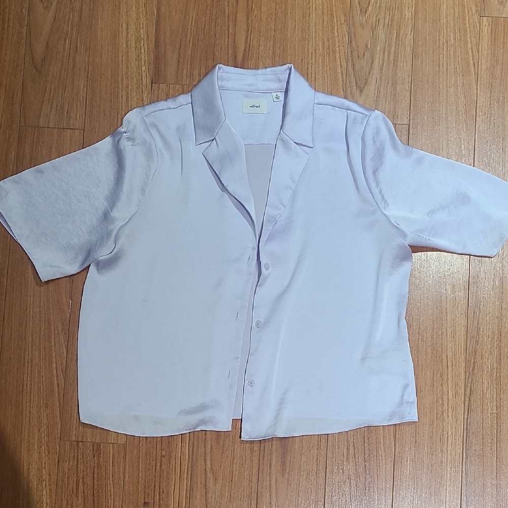 Aritzia Lilac Satin Blouse